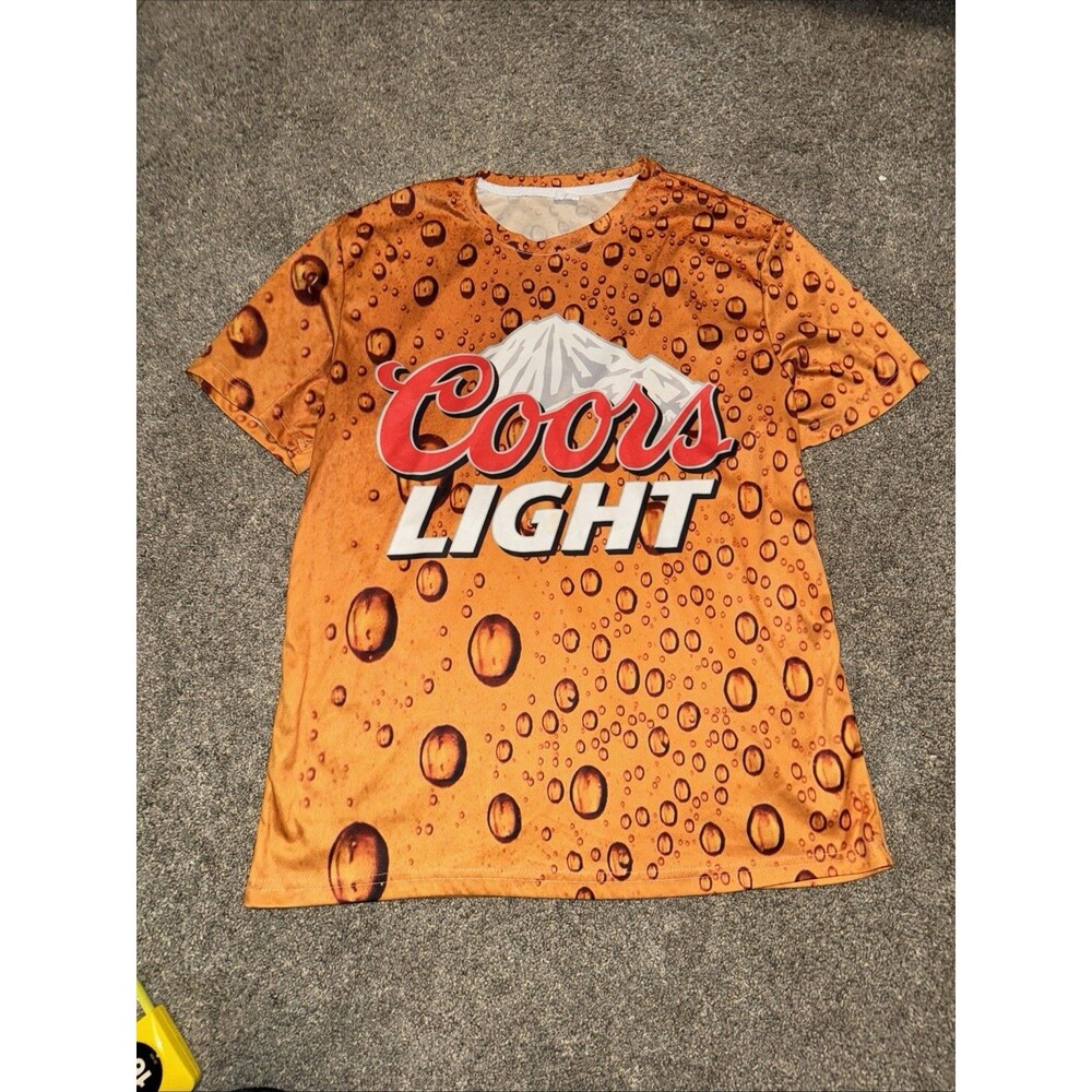 Coors Light Graphic T Shirt All Over Print Mountain Bubbles Dew Large Dri Fit
